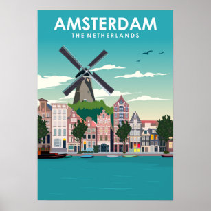 Poster de viagens Retroativo Mínimo do Amsterdam V