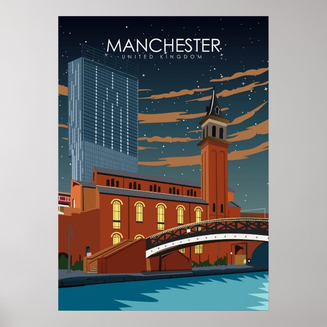 Poster de viagens Retroativo Mínimo do Manchester  (Frente)