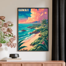 Poster de viagens Retroativo Vintage - HAWAII