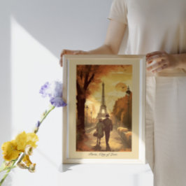 Poster de viagens, Romance em Paris personalizável