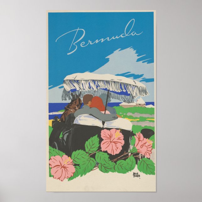 Poster de viagens Romântico Vintage Bermuda (Frente)