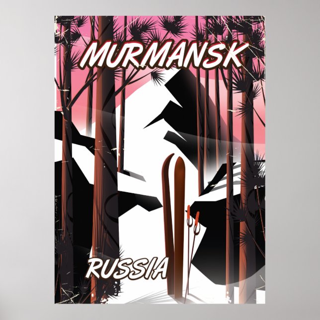 Poster de viagens russo de Murmansk (Frente)