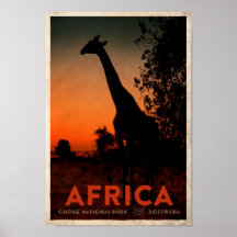 Poster de viagens Safari Africano Vintage