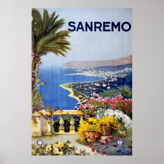 Poster de viagens Sanremo Itália