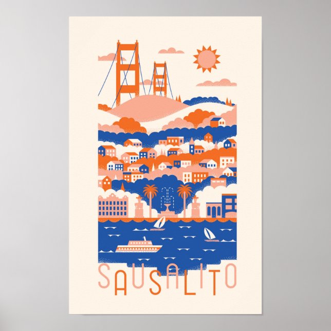 Poster de viagens Sausalito California (Frente)