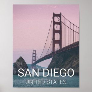 Poster de viagens Skyline da cidade de San Diego