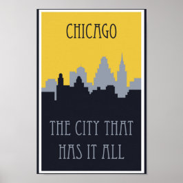 Poster de viagens Skyline Vintage Chicago