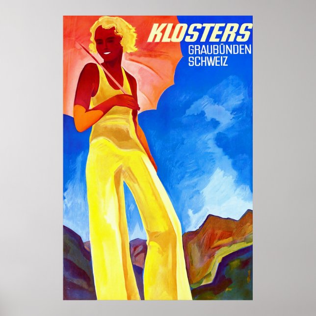 Poster de viagens suíço Vintage (Frente)