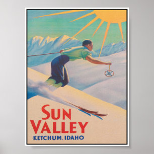 Poster de viagens Sun Valley Idaho Vintage Ski