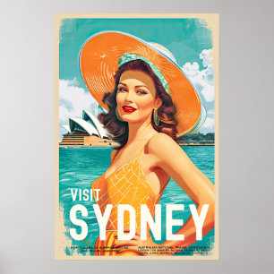 Poster de viagens Sydney Estilo Vintage