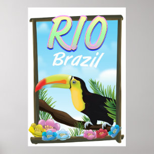 Poster de viagens táctil do Rio Brasil