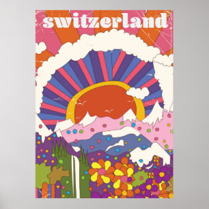 poster de viagens traseiro da suiça
