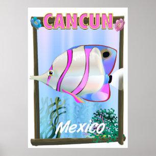 poster de viagens tropical de Cancun