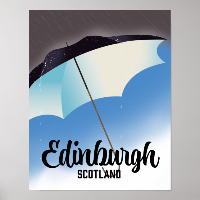 Poster de viagens Umbrella da Escócia Edinburgh (Frente)