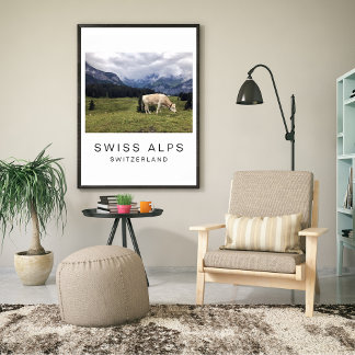Poster de viagens, Vaca Suíça, Personalizável