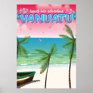 poster de viagens Vanuatu "viagem em aventura".
