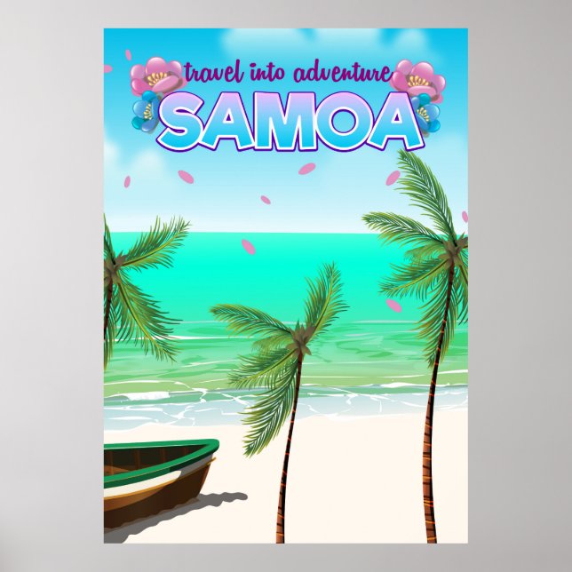 Poster de viagens "viagem para aventura" de Samoa. (Frente)
