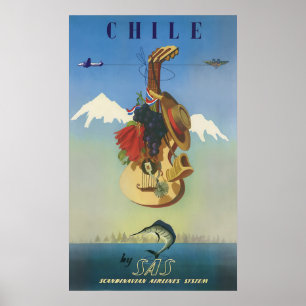 Poster de Viagens vintage Aérea Escandinava do Chi