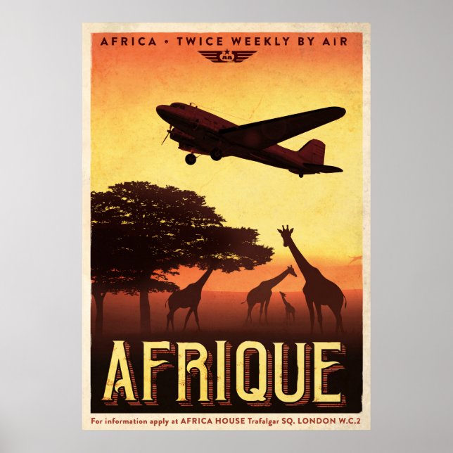 Poster de viagens Vintage AFRIQUE (Frente)