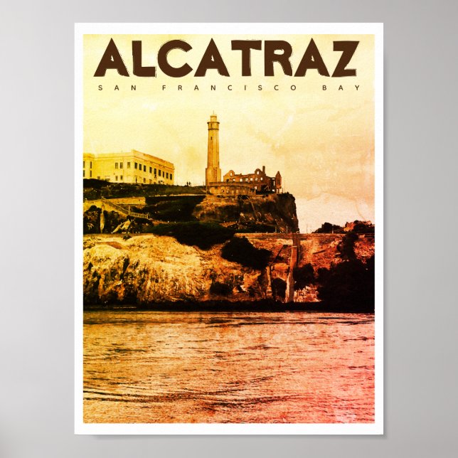 Poster de viagens Vintage Alcatraz (Frente)