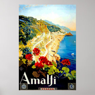 Poster de viagens Vintage Amalfi Itália Europa