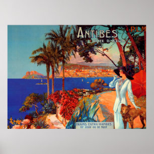 Poster de viagens Vintage Antibes Cote D'Azur