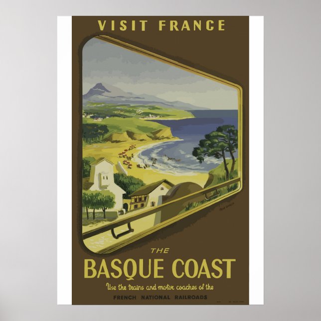 Poster de viagens Vintage Basque Costa França (Frente)