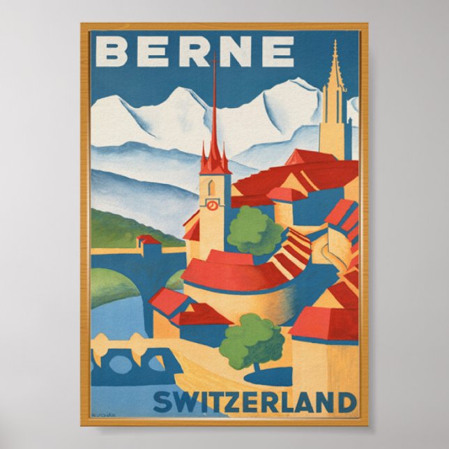 POSTER de Viagens vintage BERNE (Frente)