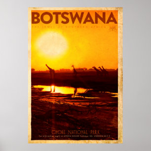 Poster de viagens Vintage Botswana Africa