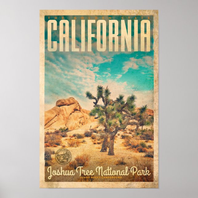 Poster de viagens Vintage California Joshua Tree (Frente)