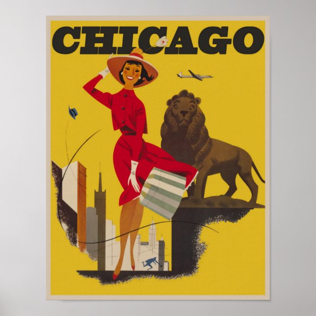 Poster de viagens Vintage Chicago Windy City (Frente)