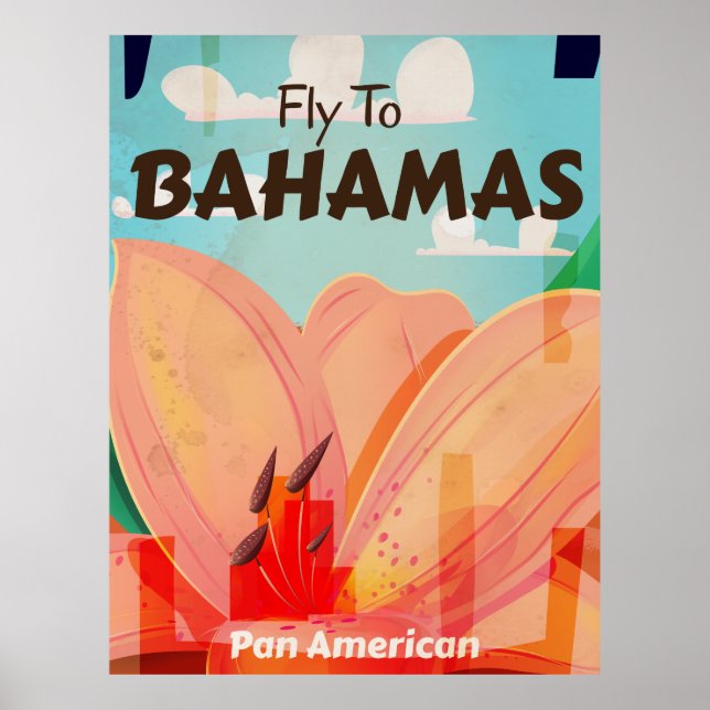 Poster de viagens vintage clássica das Bahamas (Frente)
