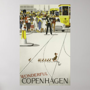 Poster de viagens Vintage Copenhagen, Retro