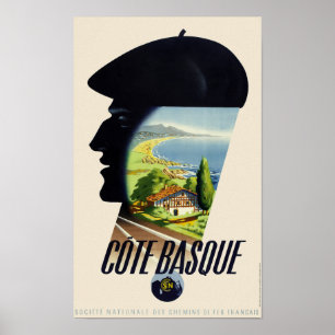 Poster de Viagens vintage Côte Basque France