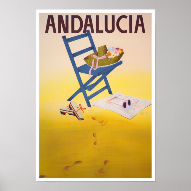 Poster de viagens vintage da Andaluzia (Frente)