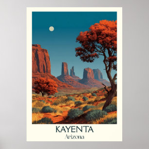 Poster de Viagens vintage da Arizona Kayenta Ret