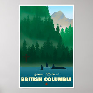 Poster de viagens vintage da Colúmbia Britânica