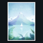 Poster de Viagens vintage da Nova Zelândia<br><div class="desc">Poster de viagens de estilo Vintage da Nova Zelândia. Ilustração de um lago de cinco graus na Nova Zelândia. O texto diz Visitar Nova Zelândia. Imagem original desenhada e digitalmente reproduzida por Henry Rivers para Poster de viagens Co.</div>