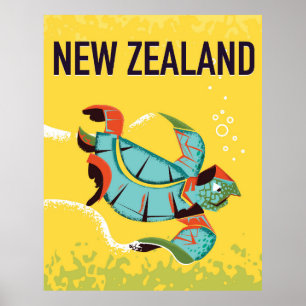 Poster de viagens vintage da Nova Zelândia.