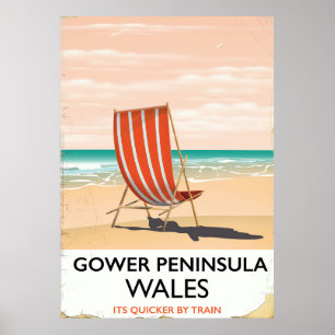 poster de viagens vintage da Península de Gower