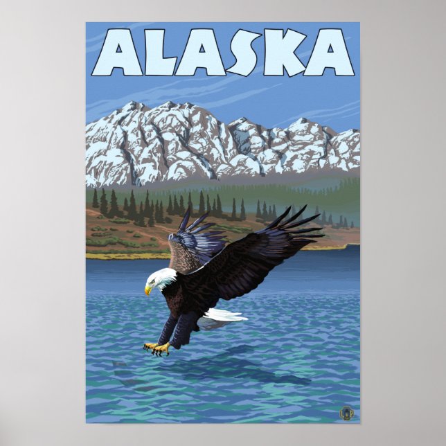 Poster de Viagens vintage de águia baleeira do Ala (Frente)