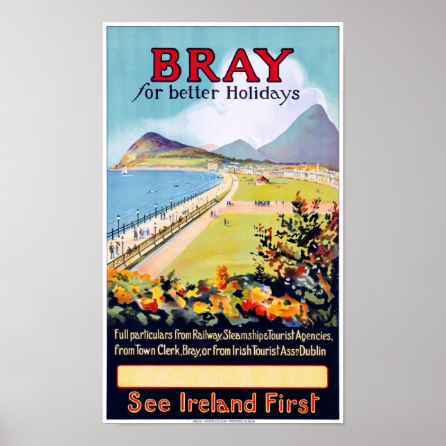 Poster de Viagens vintage de Bandeja da Irlanda re (Frente)