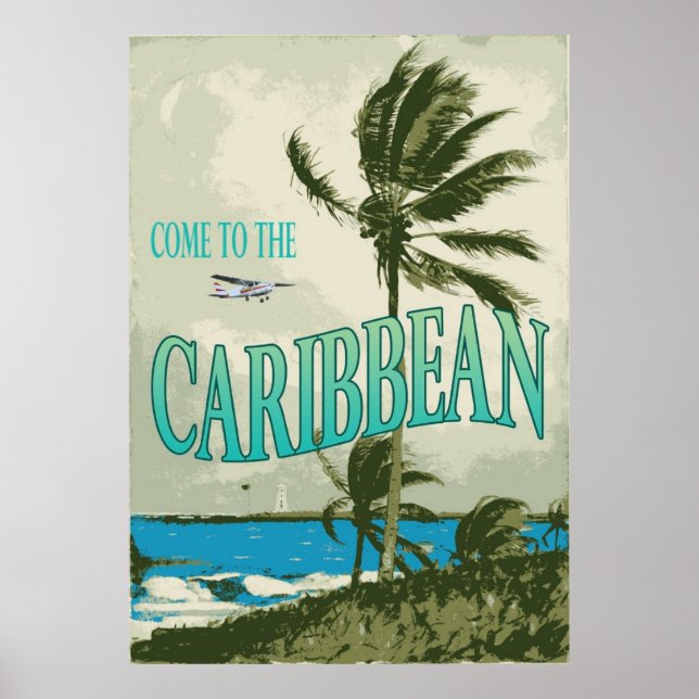 Poster de Viagens vintage de Caribe (Frente)
