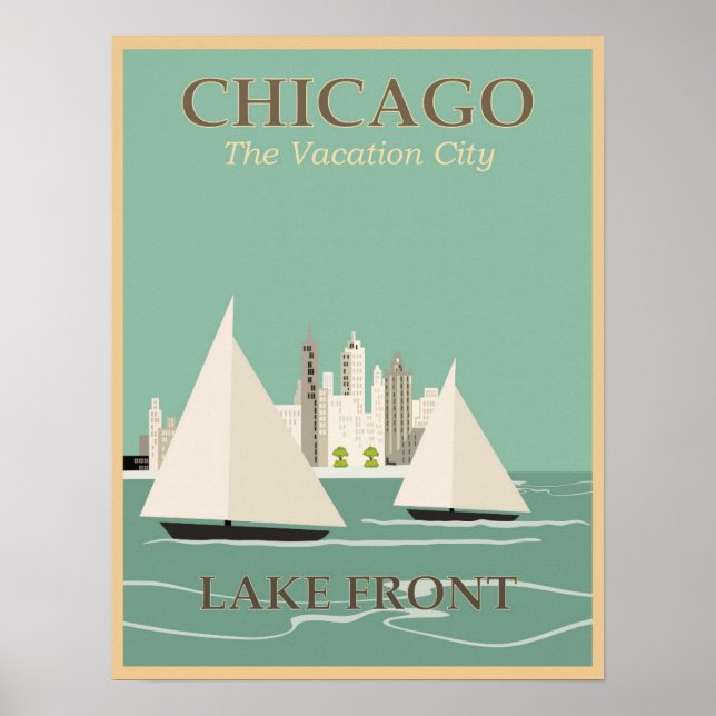 Poster de Viagens vintage de Chicago (Frente)