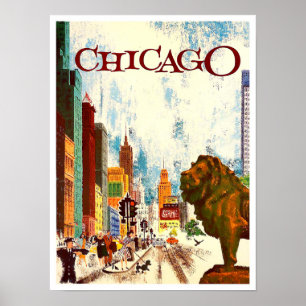 Poster de viagens vintage de Chicago