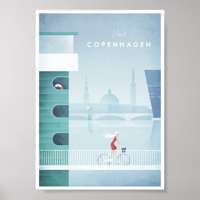 Poster de Viagens vintage de Copenhaga (Frente)