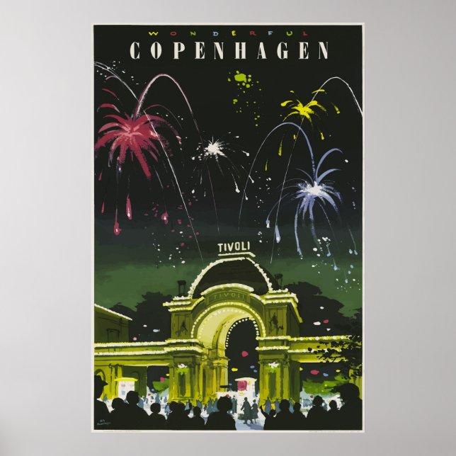 Poster de Viagens vintage de Copenhaga (Frente)