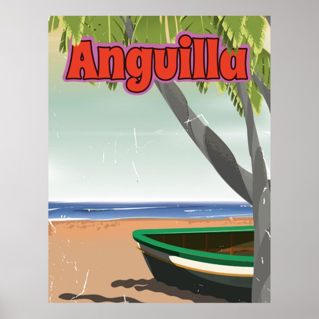 Poster de viagens vintage de de Anguila. (Frente)
