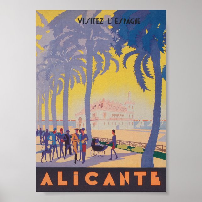 Poster de Viagens vintage de Espanha Alicante (Frente)