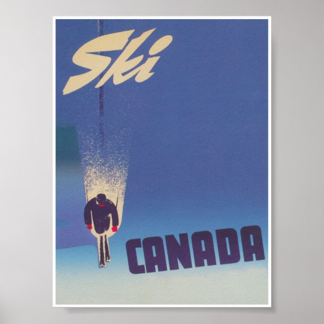 Poster de Viagens vintage de Esqui do Canadá (Frente)
